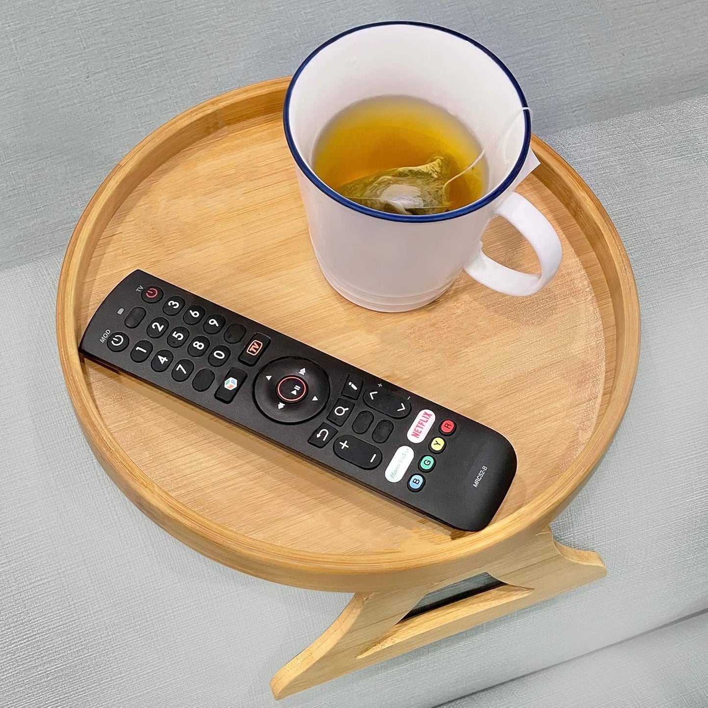 Pekokavo Sofa Arm Clip Tray, Side Table for Remote Controls/Drinks/Gamepads Holder (Bamboo)